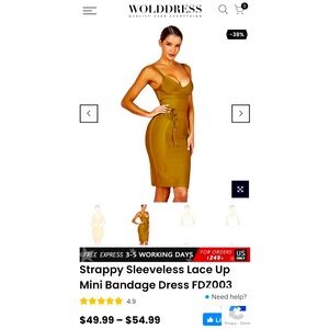 Bandage Bodycon Dress- gold color